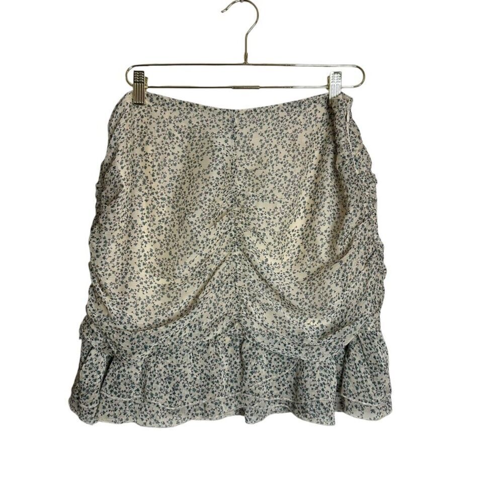 Chelsea & Violet Rouched Mini Skirt Women‎ L Cream Floral Cottagecore NWT